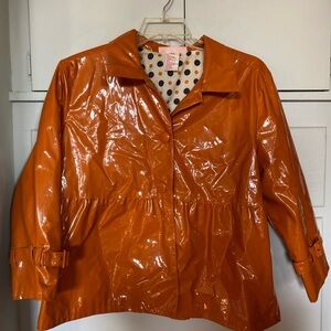 Plugg Orange Trench Coat with Shiny Finish and Relaxed Fit